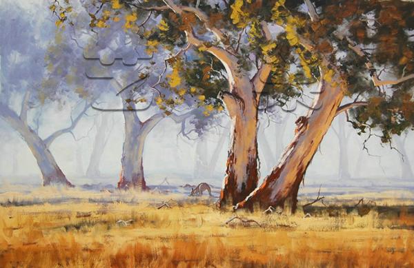 澳大利亚的橡胶树 油画 油画 客厅 手绘 装饰画