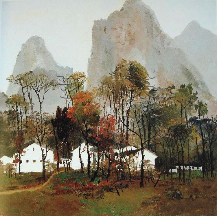 桂林山村_油画_油画_风景_风景油画_装饰画