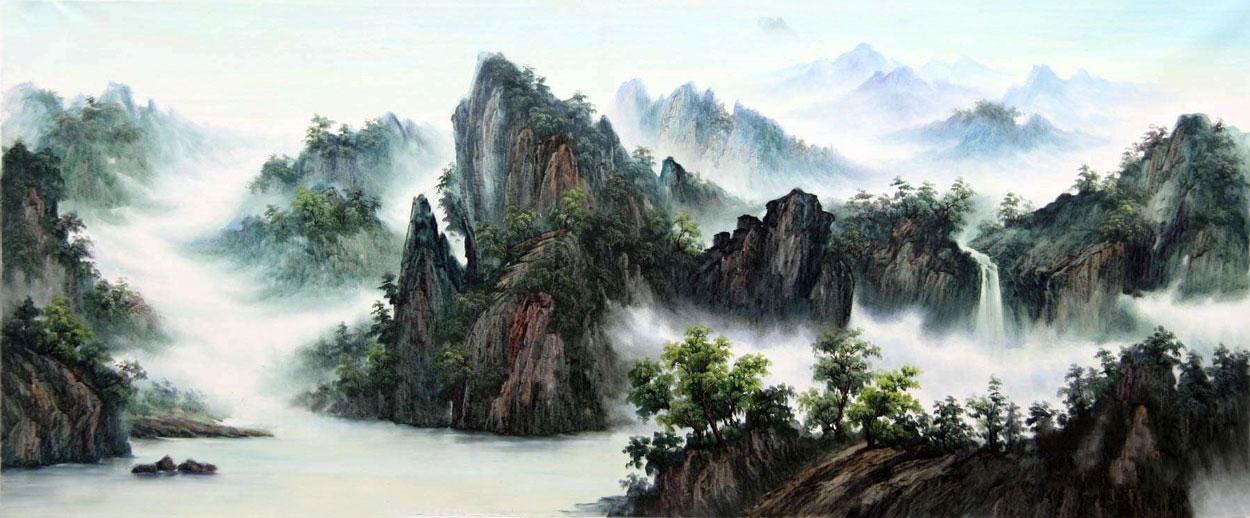 大好河山油画油画客厅山水装饰画