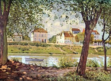塞纳河对岸的村庄 油画 欧式油画 欧式风景油画 装饰画