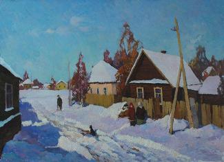 冬季的一天 油画 油画 客厅 手绘 装饰画