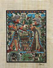 图坦卡蒙国王的亲密生活 纸莎草纸 埃及纸莎草纸画
