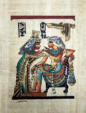 图坦卡蒙和他的妻子 纸莎草纸 埃及纸莎草纸画
