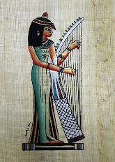一个跳舞的音乐家 纸莎草纸 埃及纸莎草纸画
