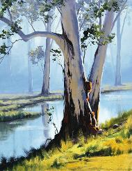 河畔的橡胶树 油画 油画 手绘 手绘油画 装饰画