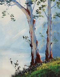河边的橡胶树 油画 油画 手绘 手绘油画 装饰画