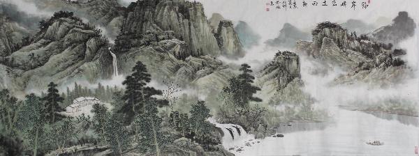 隔岸峰峦过雨新 国画 山水 七尺 字画 国画山水