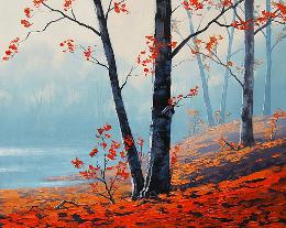 有雾的秋天 油画 油画 手绘 油画 客厅 装饰画