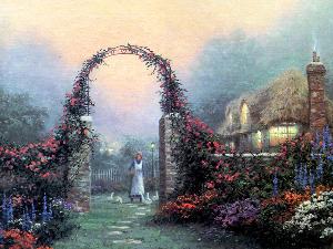 浪漫花园 油画 油画 手绘 手绘油画 装饰画