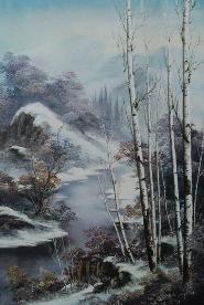 长白山上的雪 油画 油画 客厅 手绘 装饰画