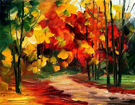 秋季树林 油画 油画 手绘 手绘油画 装饰画