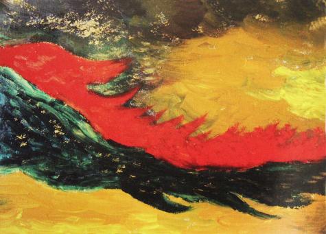 非洲印象-红色飘带 油画 油画 手绘 手绘油画 原创 装饰画