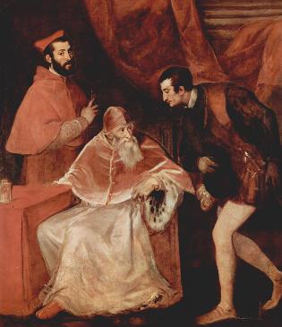 教皇保罗三世与阿累桑罗和奥塔法内斯_油画_欧式人物油画