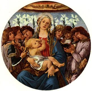 圣母子与八位天使_油画_欧式油画_欧式人物油画_装饰画