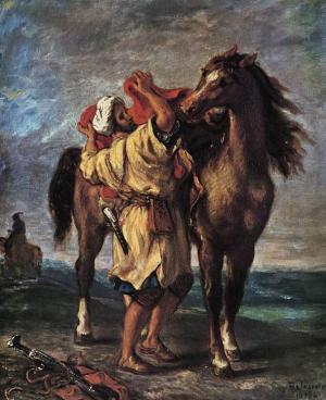 摩洛哥人和他的马_油画_欧式油画_手绘油画_欧式_装饰画