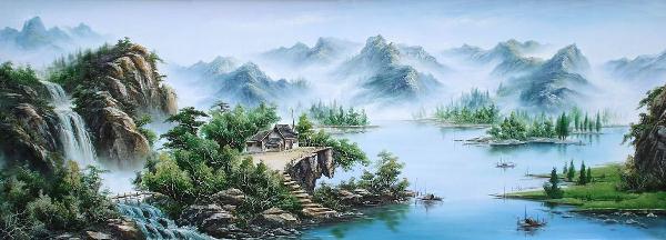 山青水秀_油画_油画_客厅_山水_装饰画