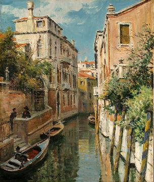 在威尼斯运河_油画_欧式油画_手绘油画_欧式_装饰画