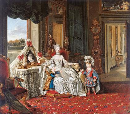 皇后和她的两个儿子_油画_欧式油画_欧式人物油画_装饰画