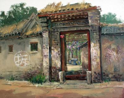 北京胡同005 手绘油画