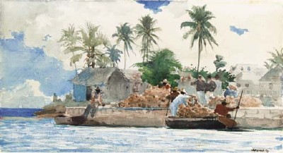 巴哈马渔夫 手绘油画