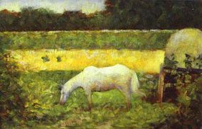 马吃草油画 手绘油画